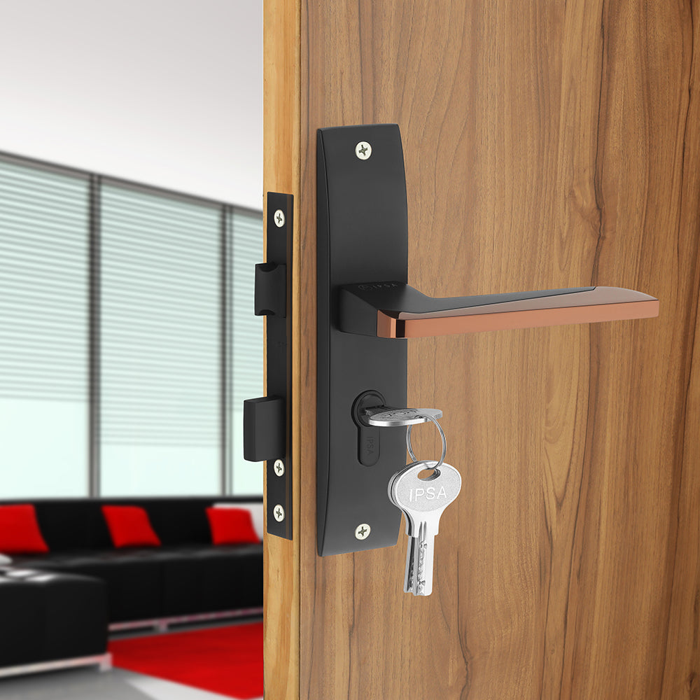 IPSA Lilac Iris Handle Series on 8" Plate CYS Lockset with 60mm Both Side Key - Matte Finish BRG